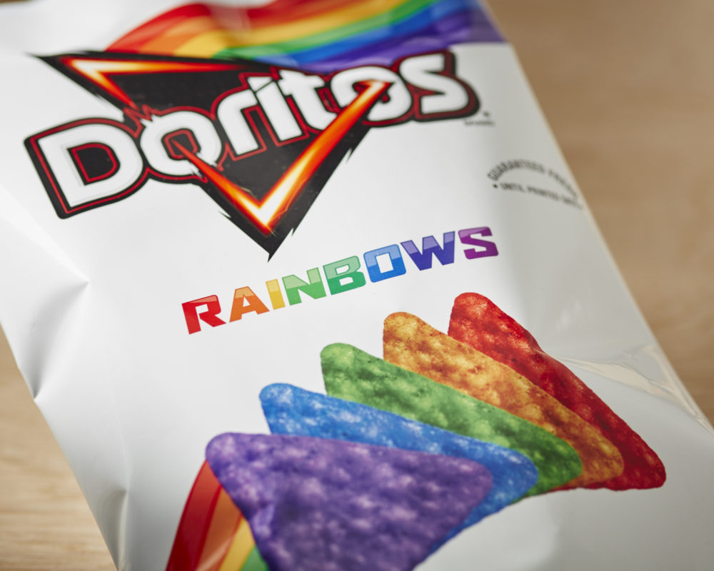 FRITO LAYRainbow Doritos Special Event Marketing PrintReverse Printed & Laminated FilmBarrier Film for Extended Shelf Life