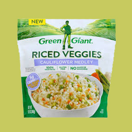 GREEN GIANTRiced VegetablesReverse Printed & LaminatedMicrowave in BagLaser Perforated for Steam Release