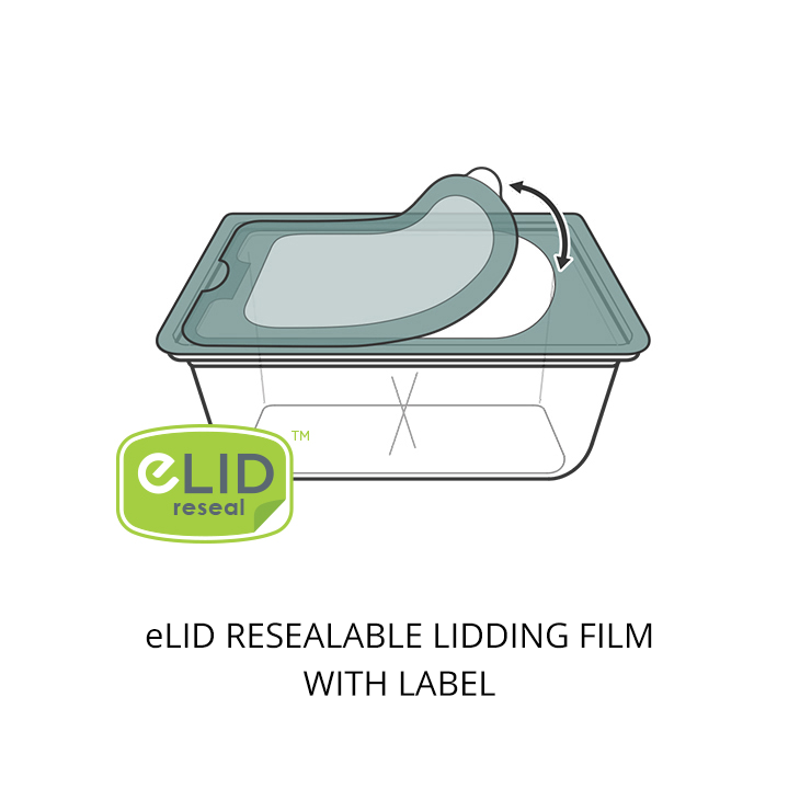 eLID | RESEALABLE LIDDING FILM WITH LABEL | Emerald Flexible Packaging