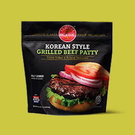 SUJI'SKorean Style Grilled Beef PattyReverse Printed & LaminatedZipper ClosureK-Style Bottom Gusset