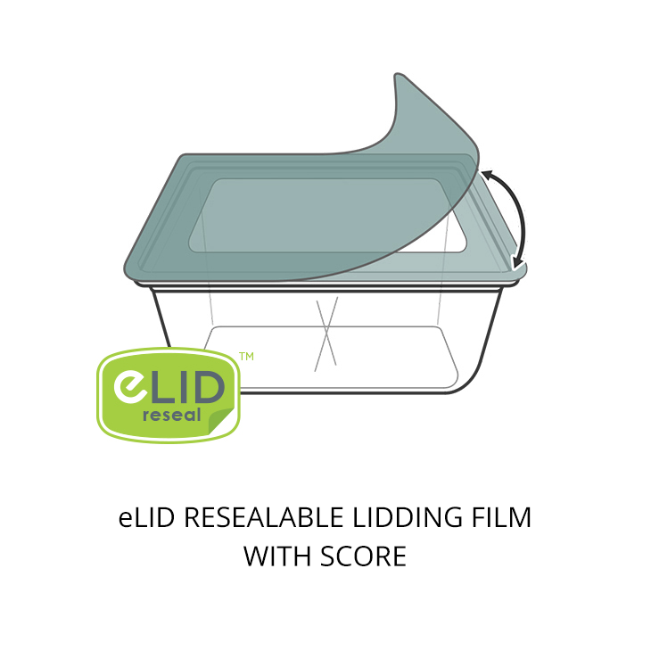 eLID | RESEALABLE LIDDING FILM WITH SCORE | Emerald Flexible Packaging